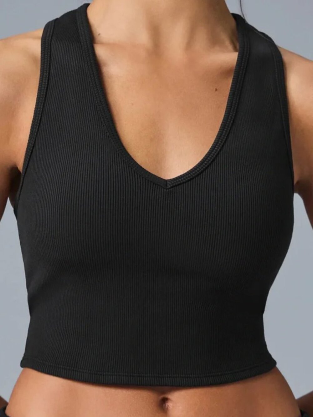 Alo Yoga Goddess Ribbed Cropped Racerback Tank Size Small / Color Black